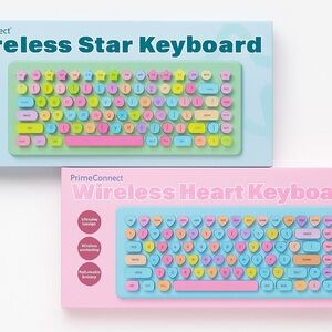 Aesthetic Pastel Wireless Keyboards Set 🌈 Heart & Star Bluetooth Keyboards